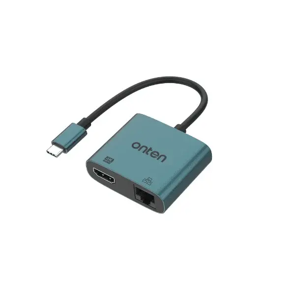 Onten Hub 2 in 1 Type-C To HDMI 4K + Adapter with RJ45 (100M)‏ OTN-UC288