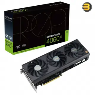 ASUS ProArt GeForce RTX 4060 Ti OC Graphics Card, 16GB GDDR6 128-bit Memory, 2655 MHz Boost Clock, 18Gbps Memory Speed, 4352 CUDA, PCI E 4.0, 1* HDMI 2.1a / 3* DisplayPort 1.4a | 90YV0JH2-M0NA00 - 90YV0JH2-M0NA00