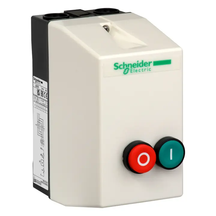 Schneider LE1D09Q7 | Enclosed DOL starter,TeSys LE,9A,380V AC coil,including 1 LC1D,2 pushbuttons