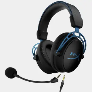 HyperX Cloud Alpha S, PC Gaming Headset, 7.1 Surround Sound, Adjustable Bass, Dual Chamber Drivers, Chat Mixer, Breathable Leatherette, Memory Foam, and Noise Cancelling Microphone, Blue