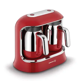 Korkmaz Twin Kahvekolik Coffee Machine Deluxe Red