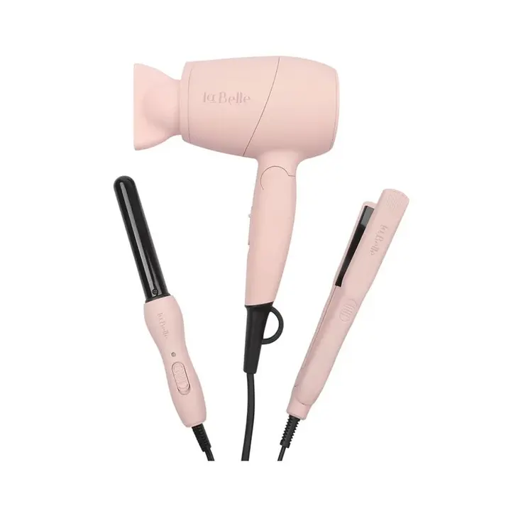 Labelle Mini Set Collection Brush 3 Essential Devices in one Stylish - 1000 Watt - Pink - LB006 9966