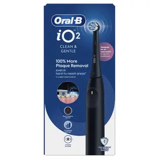 Oral-B iO2 Black Electric Toothbrush Rechargeable with Smart Pressure Sensor +