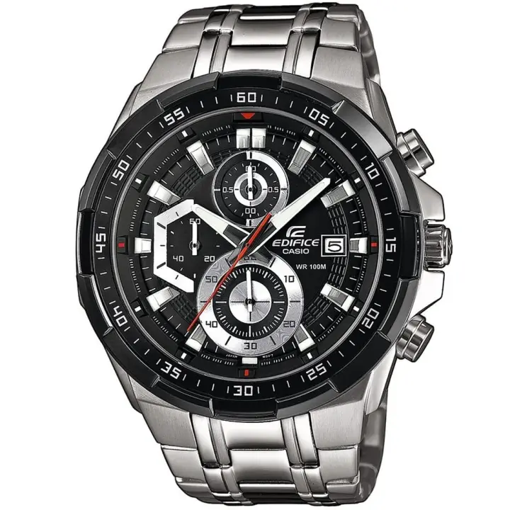 ساعة كاسيو Edifice EFR-539D-1AV هاي كوبي للرجال بمينا أسود وسوار فضي
