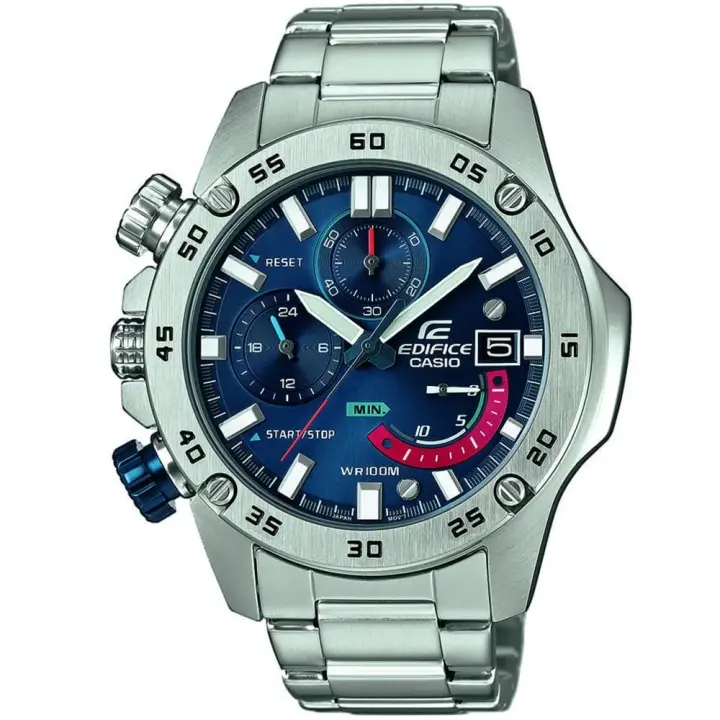 ساعة كاسيو Edifice EFR-558D-2AV هاي كوبي للرجال بمينا أزرق وسوار فضي