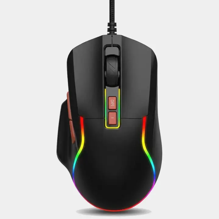 Jertech JR850 Gaming Mouse, Ergonomic RGB Gaming Mouse Wired with 4800 Adjustable DPI, 7 Programmable Buttons, Professional Software for Gamer Office [Black]