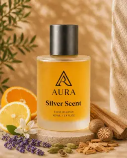 عطر أورا سيلفر سنت AURA Silver Scent, عطر رجالي فاخر بنفحات الليمون وزهر البرتقال وخشب الساج 100ml