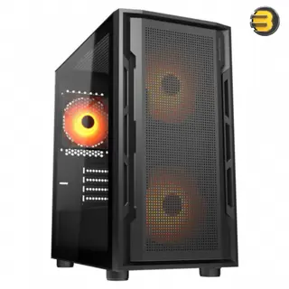 Cougar Uniface Mini RGB + STC600 Mid Tower Case with 600W 80+ White PSU, Tempered Glass Side Panel, Perforated Front Panel for Superior Airflow, 3 Pre-installed ARGB Fans (2x 140mm Front, 1x 120mm Rear), Supports Mini ITX/Micro ATX