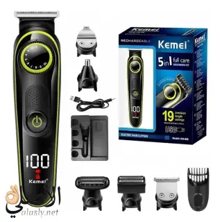 ماكينة حلاقة Kemei KM-696 للرجال 5 في 1 بشاشة LCD وشحن USB