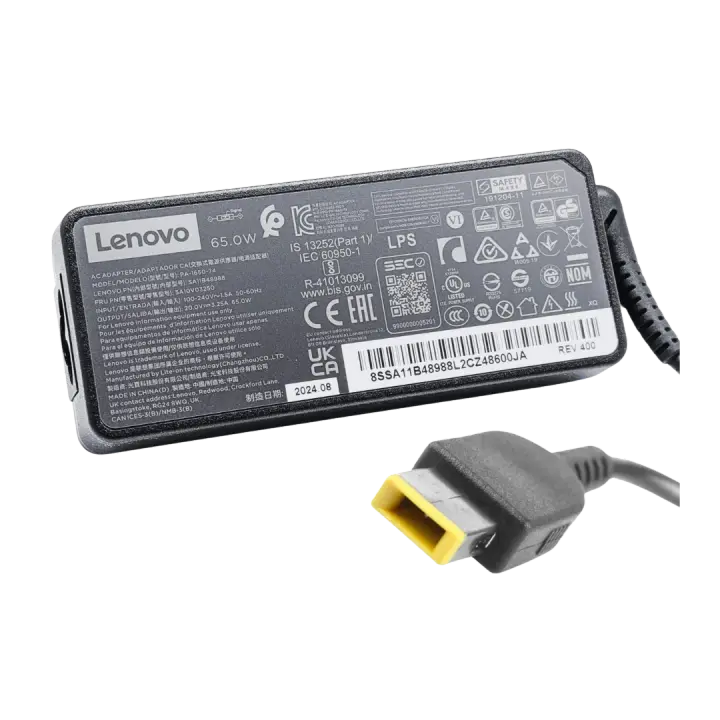 شاحن Lenovo اصلي 65 واط, 20V 3.25A, Yellow Square Tip, IdeaPad Gaming 3 وLegion 5, ADLX65NLC3A