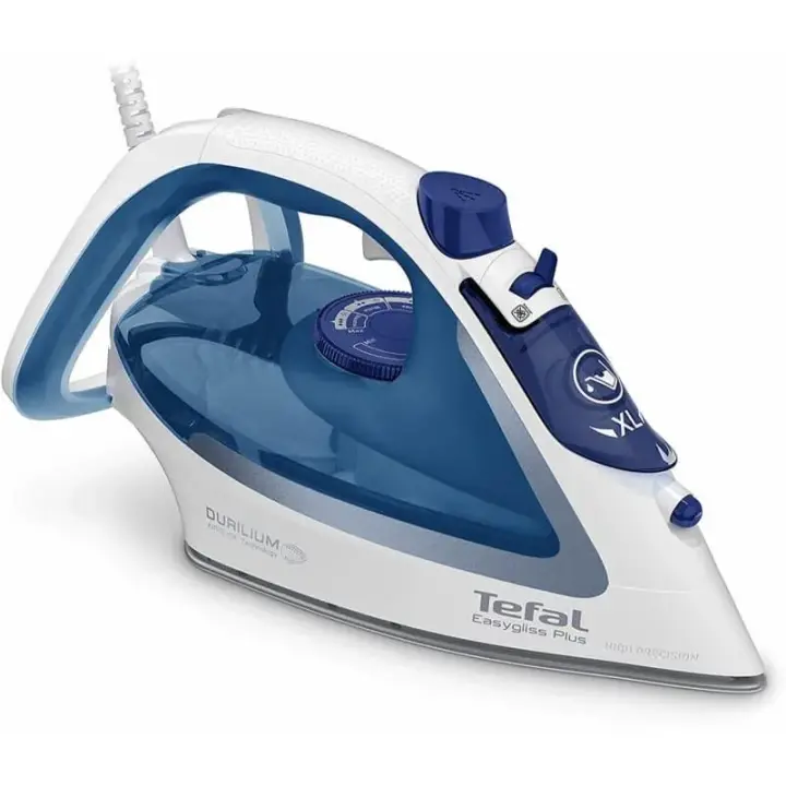Tefal Easygliss Plus Steam Iron, 2700 Watt, Aqua Blue and White - FV5751E2