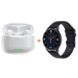Devia EM411 Star Series ANC-E1 TWS Earphone - White + Imilab Smart Watch KW66/2 Waterproof 2 Strap - Black