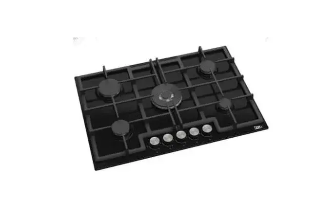 Teva built-in gas hob, 90 cm, black glass, ED045