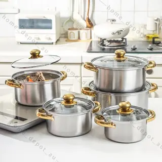 10pcs 410 Stainless Steel Cookware Set with Lids,Pots And Pans Kitchen Set