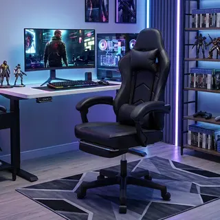 ELECWISH Ergonomic Gaming Chair with Footrest Lumbar Support Recliner Office