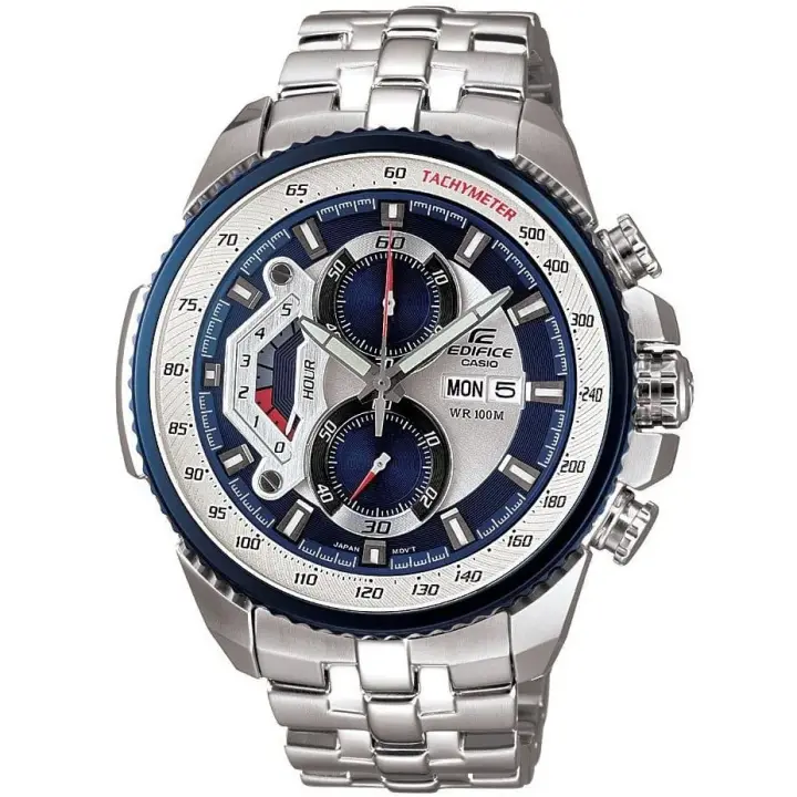 ساعة كاسيو Edifice EF-558D-2AV هاي كوبي للرجال بمينا أزرق وسوار فضي