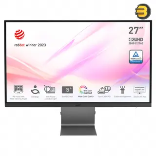 MSI Modern MD271UL, 27" Monitor, 3840 x 2160 (UHD), IPS, 60 Hz, 4ms, HDMI, DP Port, USB C, Tilt, Silver -