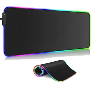 GMS WT-5 RGB Gaming Mouse Pad 80x30cm Extended Stitched Edges, 12 Lighting Modes, Braided Cable, Waterproof, Anti-Slip Rubber Base-Large
