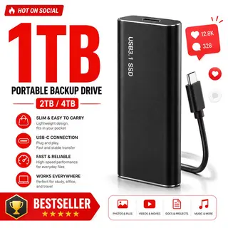 Disque Dur Externe SSD 1TB USB 3.1 Type-C Portable Noir câble USB-C Samsung