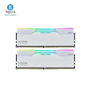 KLEVV CRAS V RGB 48GB (2x24GB) DDR5 6400MHz CL32 A-DIE 1.35V Gaming Desktop Ram Memory SK Hynix Chip XMP 3.0 / AMD Expo Ready - White (KD5KGUD80-64A320J)