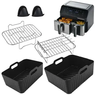 Dual Air Fryer silicone Liners Accessories for Tefal Easy Fry 5.2L/3.1L,
