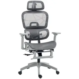 HOMCOM Ergonomic Swivel Office Chair Computer Chair with 3D Armrest, Grey