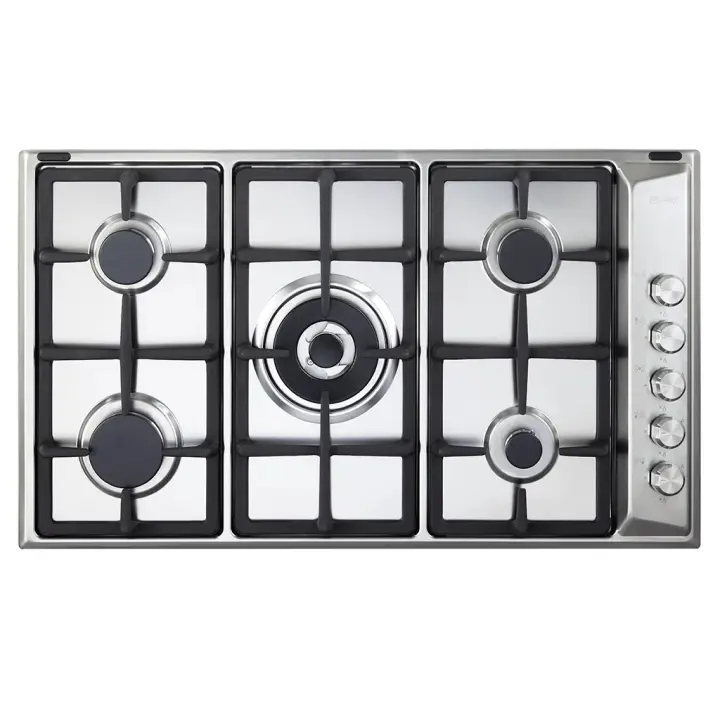 ELBA GAS HOB 90 CM 5 BURNERS CAST IRON SAFETY STAINLESS EN95-545XD