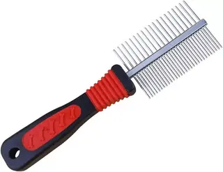 PET PUPPY DOG CAT METAL DOUBLE ROW TEETH BRUSH GROOMING HAIR COMB FUR RAKE