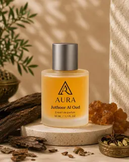 عطر أورا جذور العود AURA Juthoor Al Oud, عطر رجالي فاخر بنفحات العود والعنبر والأخشاب الشرقية 50ml