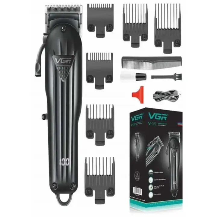 VGR Professional Digital Rechargeable Hair Shaver, Black - V-282