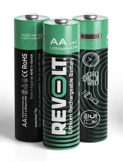 بطاريه ليثيوم aa 1.5v 2400mwh rechargeable batteries revolt قابله للشحن عن طريق usb-c بطاريه واحده