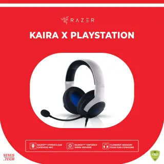 Razer Kaira X Wired Gaming Headset for Playstation 5 / PS5, PS4, PC, Mac, Mobile: 50mm Drivers, HyperClear Cardioid Mic, Memory Foam Cushions, On-Headset Controls, White & Black