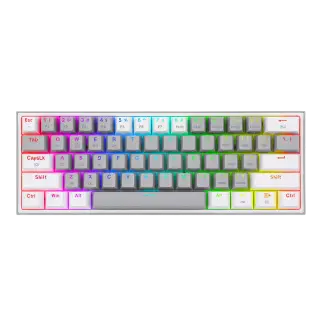 REDRAGON FIZZ PRO K616-60% Wired+2.4Ghz+BT Mechanical Keyboard Grey and White (Red Switch)