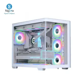 Aerocool P500C EVO White (4Fans ARGB 3 reversed)(AIR Up To 162mm)(VGA Up To 450mm)-Type-C Ready-BTF Support-LED Strep-one piece curved glass
