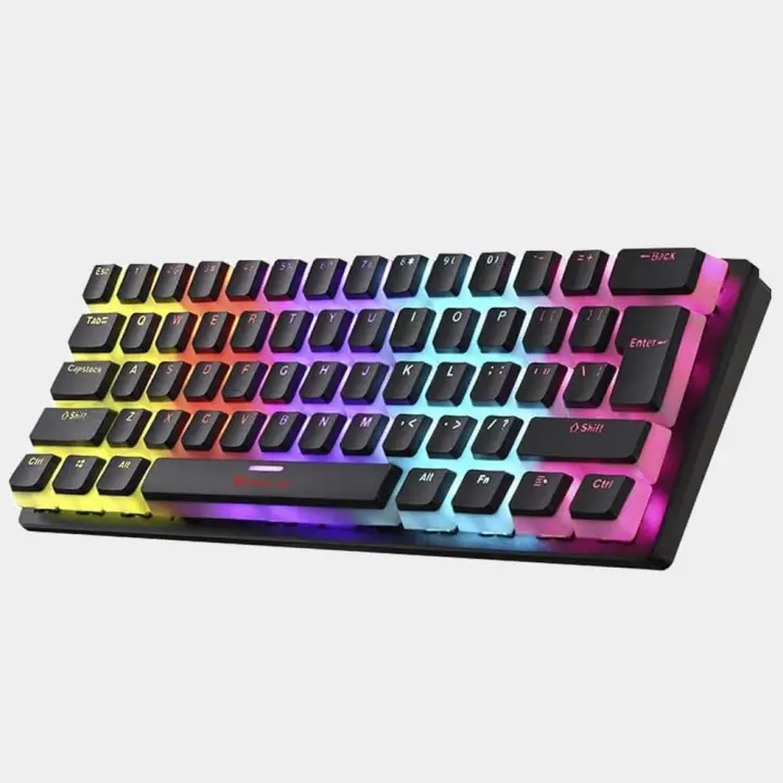 XTRIKE ME GK985P 60% Pudding Gaming Mechanical Keyboard, Blue Switches, Rainbow LED Lighting, PBT Key Caps, English Only Keys, USB