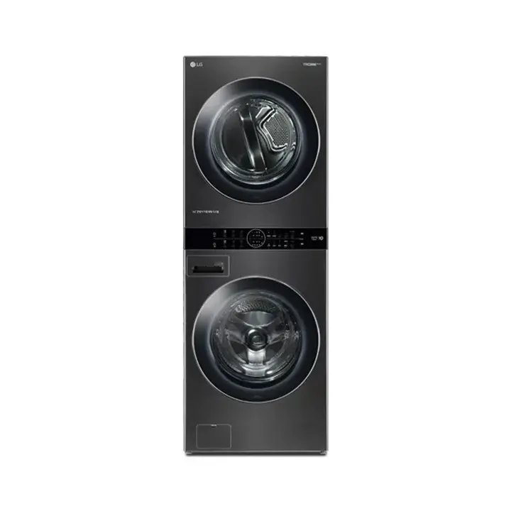 LG Wash Tower Washing Machine Turbo Wash360 25 Kg Front Loading - 20 Kg Dryer With Center Control - Inverter - Black Steel - FWT25WBS-FWT20DBS