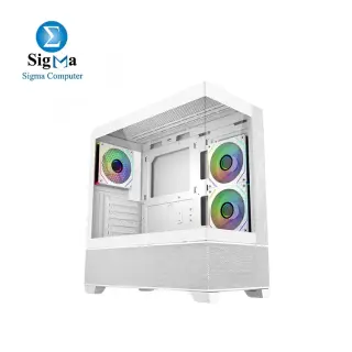 Cooler Master Elite 690 White Wood ARGB ATX Mid-Tower Case, Tempered Glass, Wood Front Panel, USB Type-C