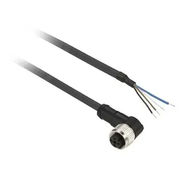 XZCP1041L5 | موصلات سلكية مسبقة XZ، أنثى مرفقية، M8، 4 دبابيس، كابل PUR 5 متر