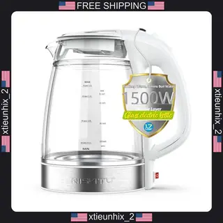 Electric Kettle 1.7L Dual Wall BPA-Free Glass Inner Cool Touch White