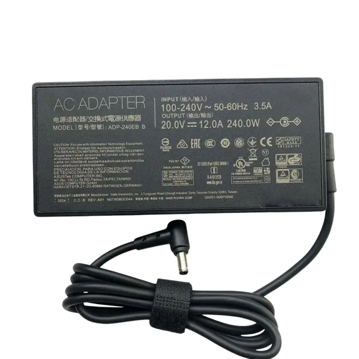 شاحن اسوس أصلي 240 واط, 20V 12A, Type 6.0×3.7mm, ASUS ROG Zephyrus, Original Asus Charger, رقم القطعة ADP-240EB B