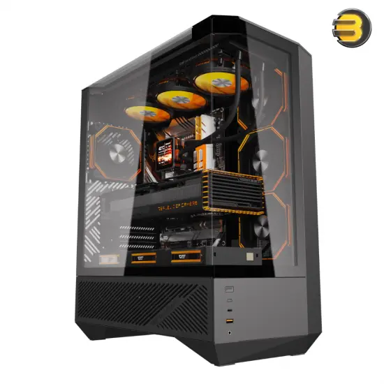 DarkFlash DY460 ATX PC Case, Black (330° Glass)