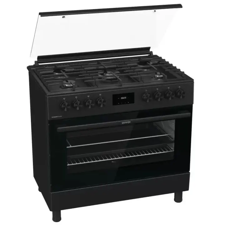 Gorenje Freestanding Gas Cooker 60*90 cm 5 Burners Cast Iron with Fan Black GGI9C20B