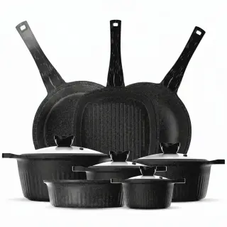 Die-Cast 12-Piece Granite Cookware Set