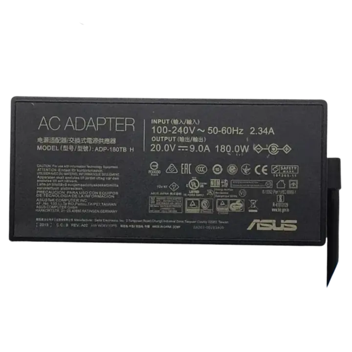 شاحن اسوس أصلي 180 واط, 20V 9A, Type 6.0×3.7mm, ASUS ROG Zephyrus G14 G15, Original Asus Charger, رقم القطعة A17-180P1A