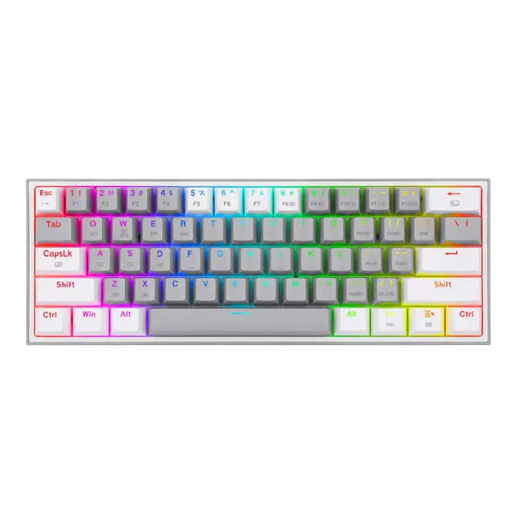 REDRAGON FIZZ PRO K616-60% Wired+2.4Ghz+BT Mechanical Keyboard Grey and White (Red Switch)