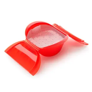 Deep Microwave Steam Cooker with Tray 3-4 p. Red