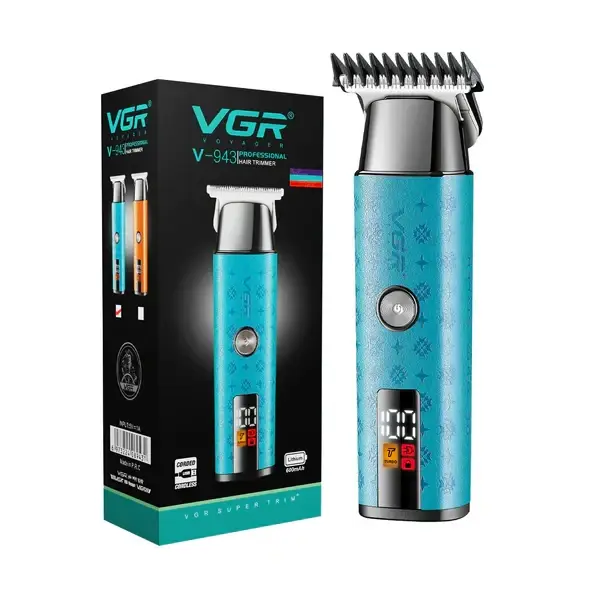 ماكينة قص الشعر الاحترافية VGR V-943 للرجال مع تشذيب دقيق وقوة توربو