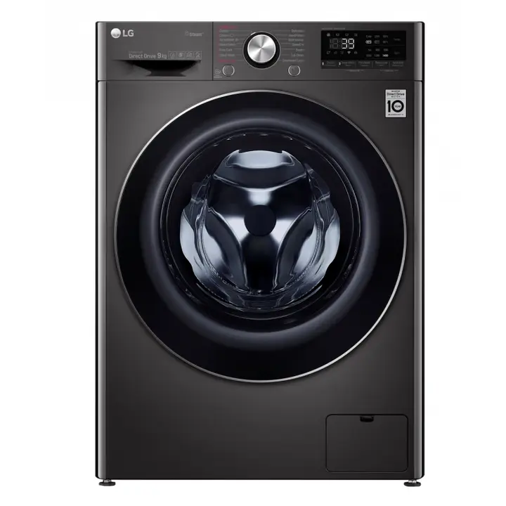 LG Washing Machine 9Kg 1400 RPM 6 Motions Steam Black Steel F4R5VYG2E
