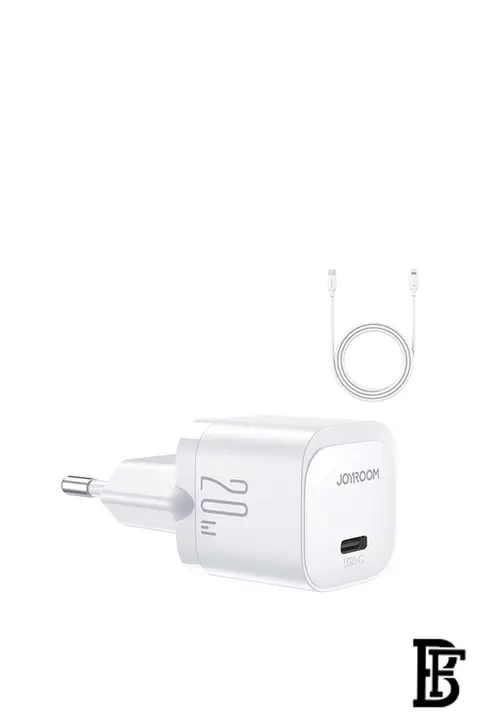 Joyroom JR-TCF02 PD 20W mini Charger-White -EU-+C-to L Cable 1m