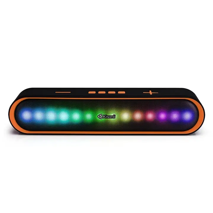 Kisonli LED-915 Soundbar Music Speaker - Bluetooth, TF card, Hands-Free Calls, good quality - Black - RGB- 7 lights modes